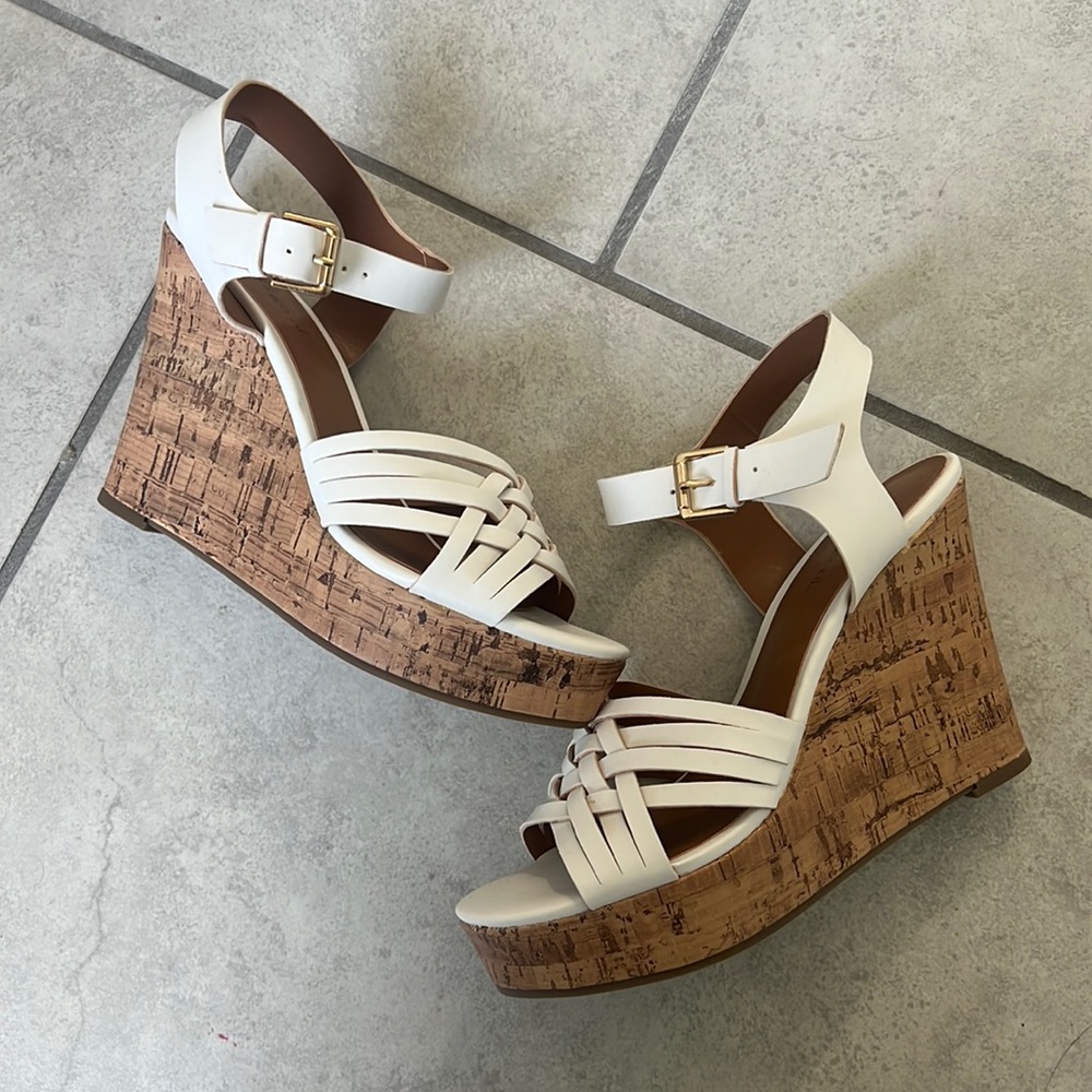 NWOT White & Cork Wedges - 7